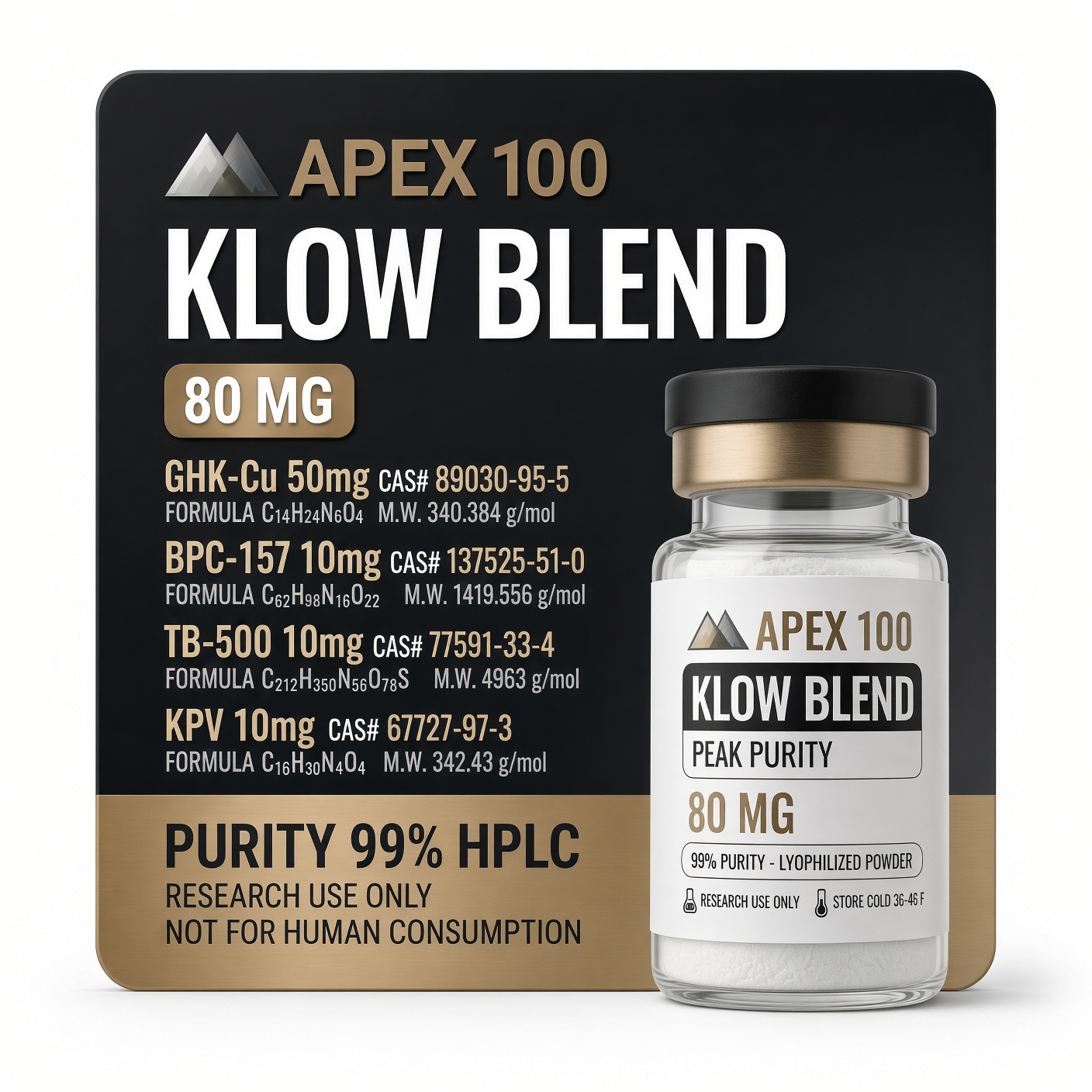 KLOW Blend (GHK-Cu + BPC-157 + TB-500 + KPV) 80 mg research vial